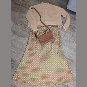 {Cotton On} Satin Maxi Slip Skirt Retro 70s Print, Australian It Girl Surf Brand